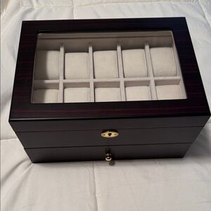Elegant Brown Watch Box with Glass Top